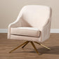 Amaya Luxe and Glamour Light Beige Velvet Fabric Upholstered Gold Finished Base Lounge Chair FredCo