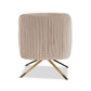 Amaya Luxe and Glamour Light Beige Velvet Fabric Upholstered Gold Finished Base Lounge Chair FredCo