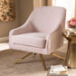 Amaya Luxe and Glamour Light Pink Velvet Fabric Upholstered Gold Finished Base Lounge Chair FredCo
