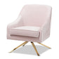 Amaya Luxe and Glamour Light Pink Velvet Fabric Upholstered Gold Finished Base Lounge Chair FredCo