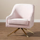 Amaya Luxe and Glamour Light Pink Velvet Fabric Upholstered Gold Finished Base Lounge Chair FredCo