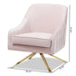 Amaya Luxe and Glamour Light Pink Velvet Fabric Upholstered Gold Finished Base Lounge Chair FredCo