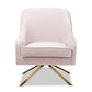 Amaya Luxe and Glamour Light Pink Velvet Fabric Upholstered Gold Finished Base Lounge Chair FredCo