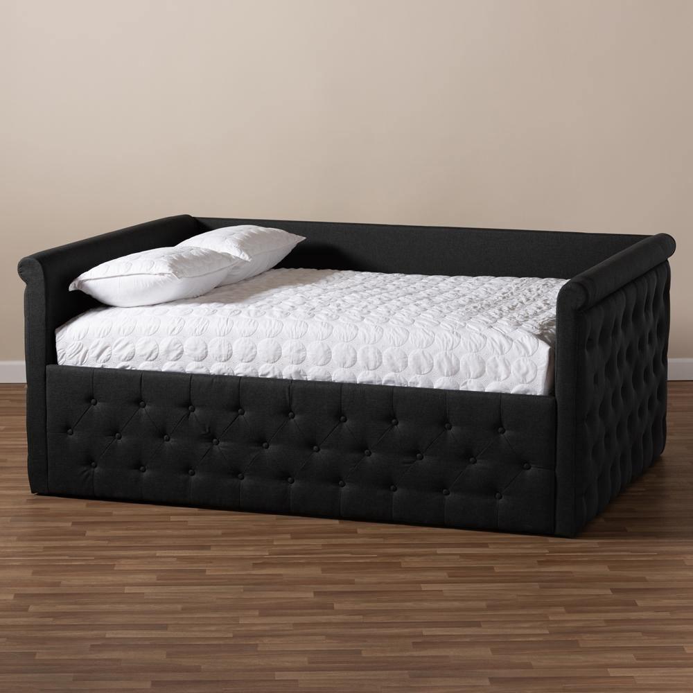 Amaya Modern and Contemporary Dark Grey Fabric Upholstered Full Size Daybed FredCo