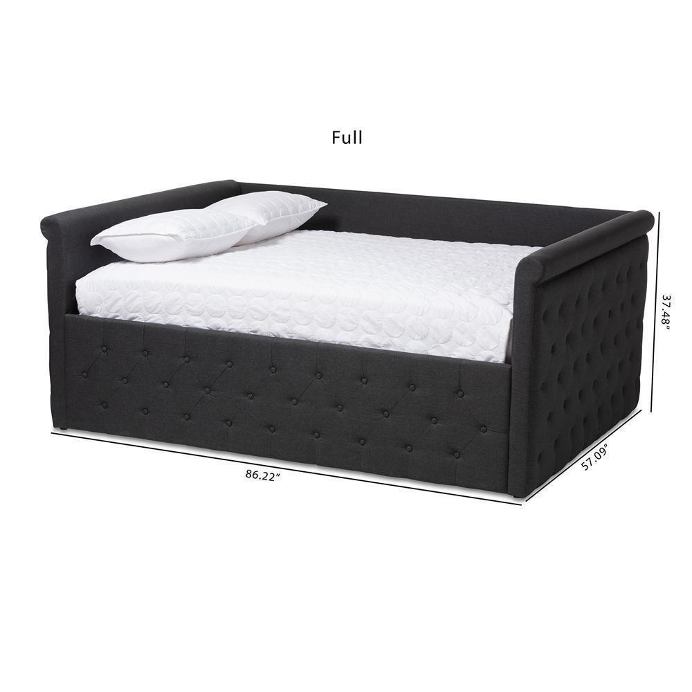Amaya Modern and Contemporary Dark Grey Fabric Upholstered Full Size Daybed FredCo