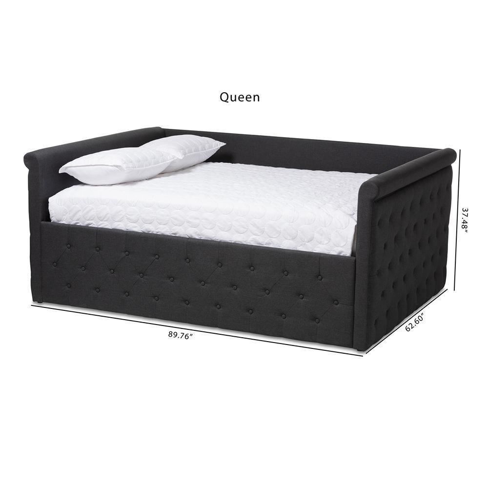 Amaya Modern and Contemporary Dark Grey Fabric Upholstered Full Size Daybed FredCo