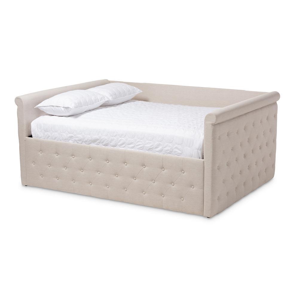 Amaya Modern and Contemporary Light Beige Fabric Upholstered Full Size Daybed FredCo
