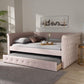 Amaya Modern and Contemporary Light Pink Velvet Fabric Upholstered Full Size Daybed with Trundle FredCo