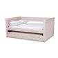 Amaya Modern and Contemporary Light Pink Velvet Fabric Upholstered Full Size Daybed with Trundle FredCo
