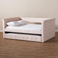 Amaya Modern and Contemporary Light Pink Velvet Fabric Upholstered Full Size Daybed with Trundle FredCo