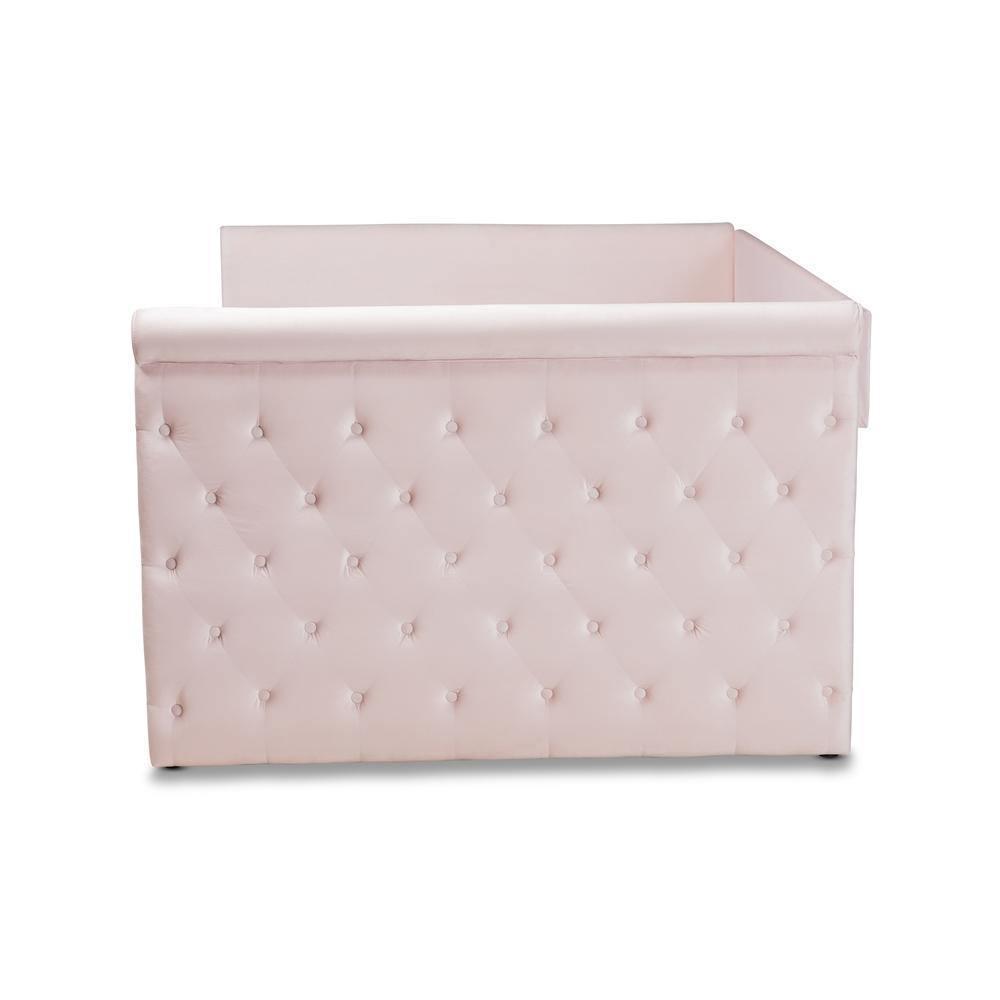 Amaya Modern and Contemporary Light Pink Velvet Fabric Upholstered Queen Size Daybed FredCo