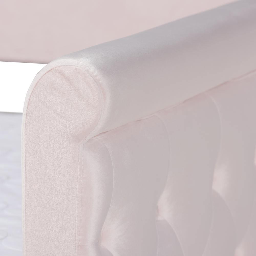 Amaya Modern and Contemporary Light Pink Velvet Fabric Upholstered Queen Size Daybed FredCo