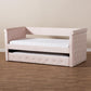 Amaya Modern and Contemporary Light Pink Velvet Fabric Upholstered Twin Size Daybed with Trundle FredCo
