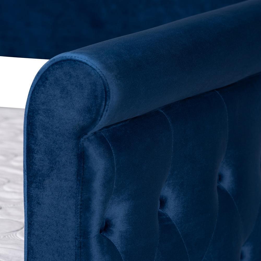 Amaya Modern and Contemporary Navy Blue Velvet Fabric Upholstered Full Size Daybed FredCo