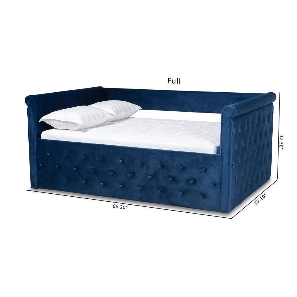 Amaya Modern and Contemporary Navy Blue Velvet Fabric Upholstered Full Size Daybed FredCo