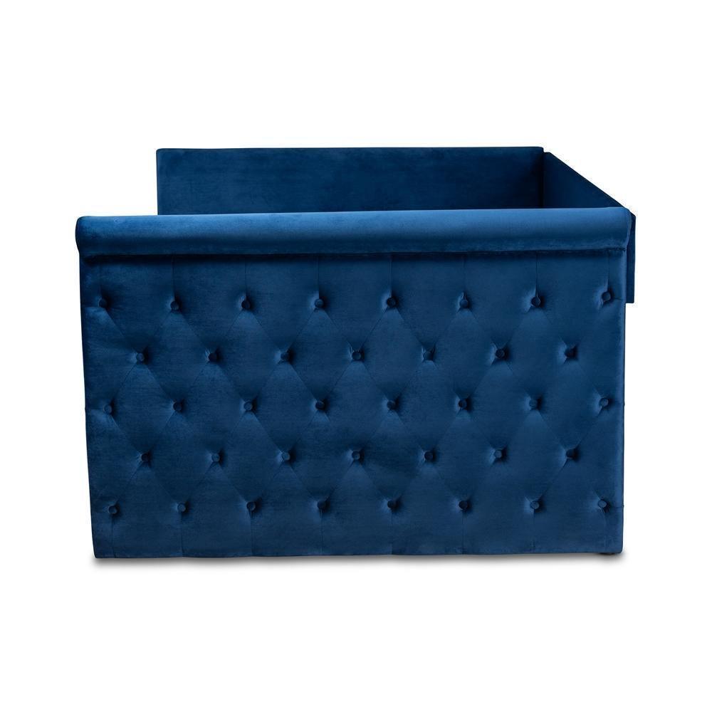 Amaya Modern and Contemporary Navy Blue Velvet Fabric Upholstered Full Size Daybed FredCo