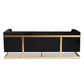 Ambra Glam and Luxe Black Velvet Upholstered and Button Tufted Sofa with Gold-Tone Frame FredCo