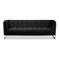 Ambra Glam and Luxe Black Velvet Upholstered and Button Tufted Sofa with Gold-Tone Frame FredCo