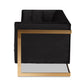 Ambra Glam and Luxe Black Velvet Upholstered and Button Tufted Sofa with Gold-Tone Frame FredCo