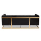 Ambra Glam and Luxe Black Velvet Upholstered and Button Tufted Sofa with Gold-Tone Frame FredCo