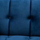 Ambra Glam and Luxe Navy Blue Velvet Fabric Upholstered and Button Tufted Armchair with Gold-Tone Frame FredCo
