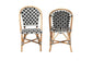 Ambre Modern French Black and White Weaving Natural Rattan 2-Piece Bistro Chair Set FredCo
