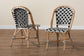 Ambre Modern French Black and White Weaving Natural Rattan 2-Piece Bistro Chair Set FredCo