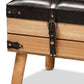 Amena Rustic Transitional Dark Brown PU Leather Upholstered and Oak Finished Wood Small Storage Ottoman FredCo