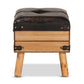 Amena Rustic Transitional Dark Brown PU Leather Upholstered and Oak Finished Wood Small Storage Ottoman FredCo