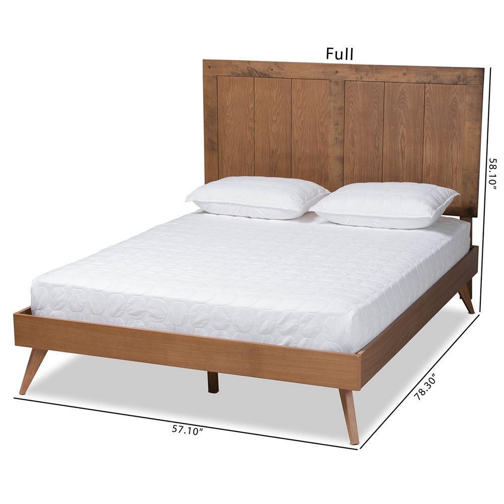 Amira Mid-Century Modern Transitional Ash Walnut Finished Wood Queen Size Platform Bed FredCo