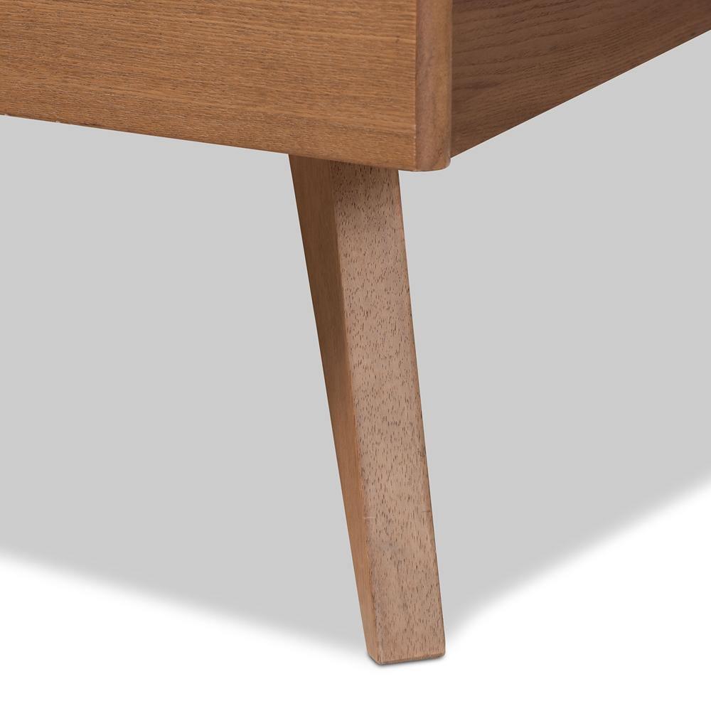 Amira Mid-Century Modern Transitional Ash Walnut Finished Wood Queen Size Platform Bed FredCo
