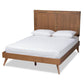 Amira Mid-Century Modern Transitional Ash Walnut Finished Wood Queen Size Platform Bed FredCo
