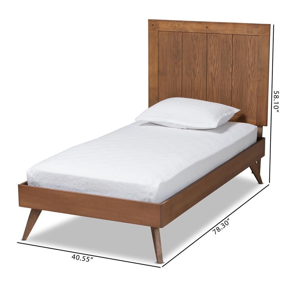 Amira Mid-Century Modern Transitional Ash Walnut Finished Wood Twin Size Platform Bed FredCo
