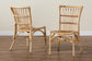 Ammi Modern Bohemian Natural Brown Rattan 2-Piece Dining Chair Set FredCo