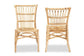 Ammi Modern Bohemian Natural Brown Rattan 2-Piece Dining Chair Set FredCo