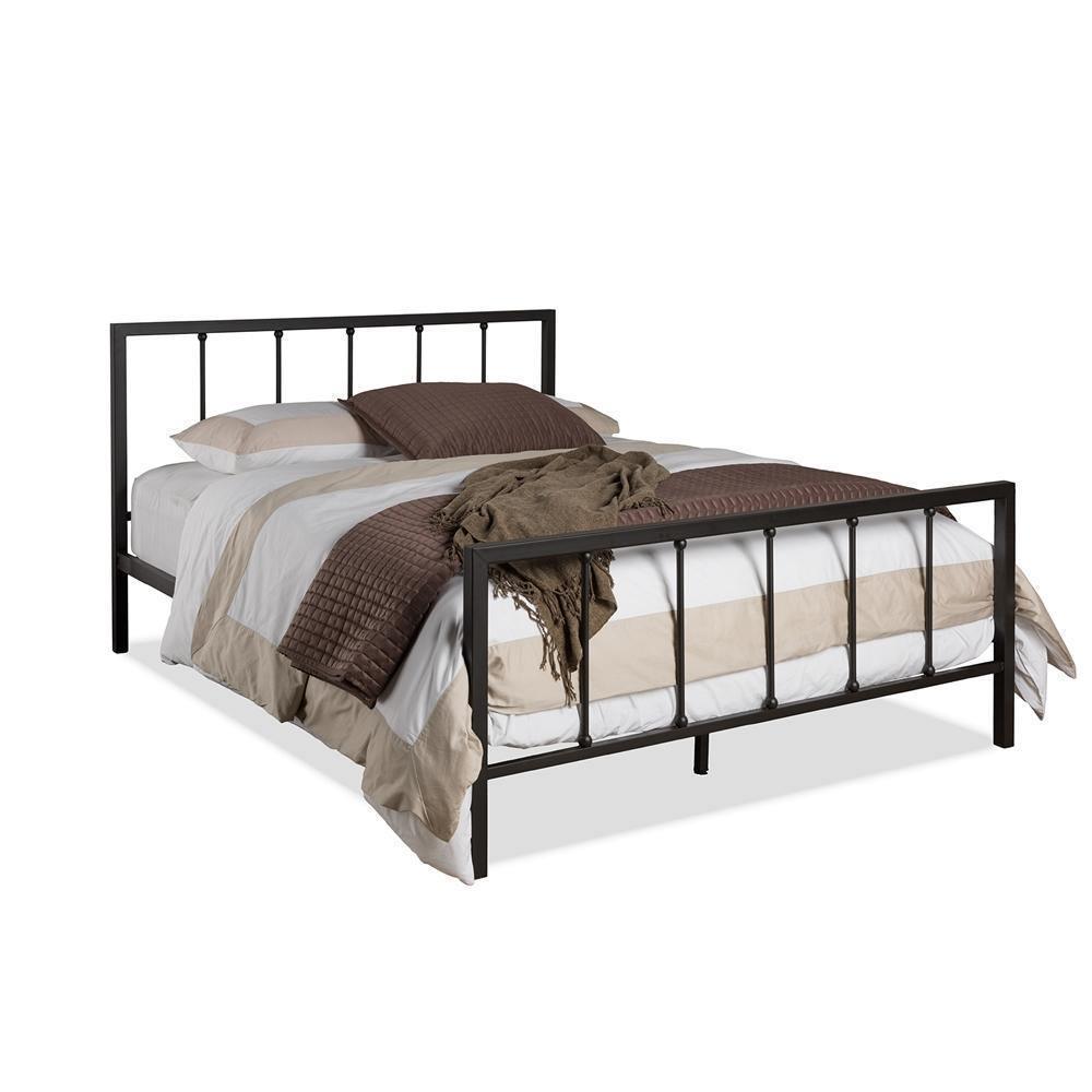 Amy Modern and Contemporary Antique Dark Bronze Queen Size Iron Metal Platform Bed FredCo