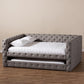 Anabella Modern and Contemporary Grey Fabric Upholstered Full Size Daybed with Trundle FredCo