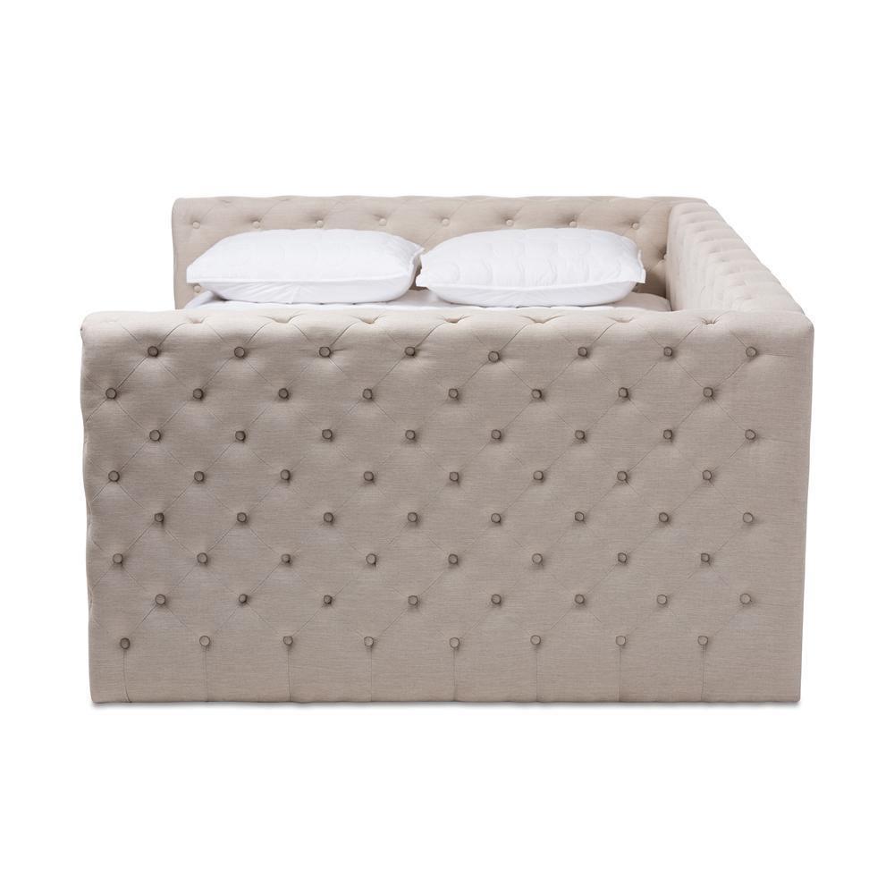 Anabella Modern and Contemporary Light Beige Fabric Upholstered Full Size Daybed FredCo