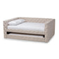 Anabella Modern and Contemporary Light Beige Fabric Upholstered Queen Size Daybed with Trundle FredCo