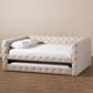 Anabella Modern and Contemporary Light Beige Fabric Upholstered Queen Size Daybed with Trundle FredCo