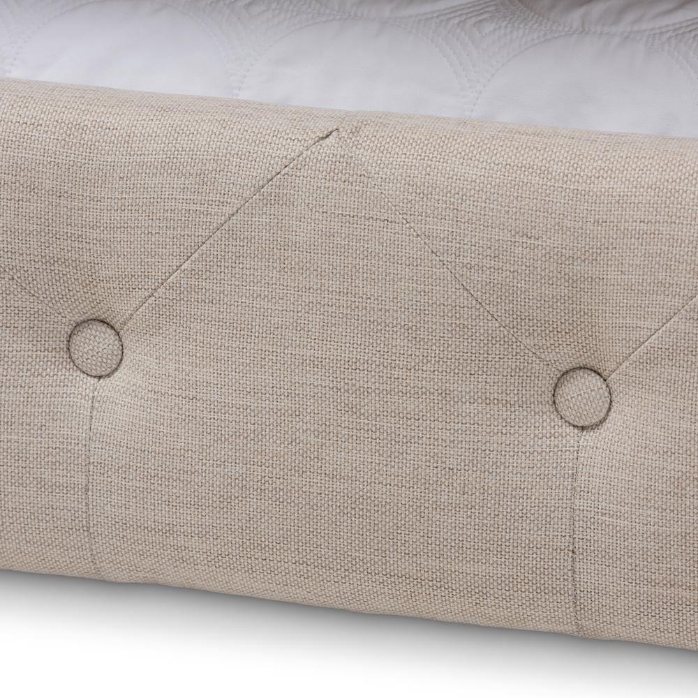 Anabella Modern and Contemporary Light Beige Fabric Upholstered Queen Size Daybed with Trundle FredCo