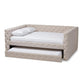Anabella Modern and Contemporary Light Beige Fabric Upholstered Queen Size Daybed with Trundle FredCo
