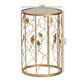 Anaya Modern and Contemporary Glam Brushed Gold Finished Metal and Glass Leaf Accent End Table FredCo