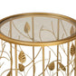 Anaya Modern and Contemporary Glam Brushed Gold Finished Metal and Glass Leaf Accent End Table FredCo