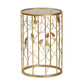 Anaya Modern and Contemporary Glam Brushed Gold Finished Metal and Glass Leaf Accent End Table FredCo