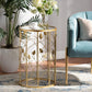 Anaya Modern and Contemporary Glam Brushed Gold Finished Metal and Glass Leaf Accent End Table FredCo