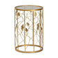 Anaya Modern and Contemporary Glam Brushed Gold Finished Metal and Glass Leaf Accent End Table FredCo