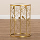 Anaya Modern and Contemporary Glam Brushed Gold Finished Metal and Glass Leaf Accent End Table FredCo