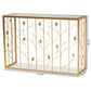 Anaya Modern and Contemporary Glam Brushed Gold Finished Metal and Glass Leaf Console Table FredCo