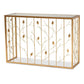 Anaya Modern and Contemporary Glam Brushed Gold Finished Metal and Glass Leaf Console Table FredCo